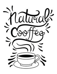 Coffee to go lettering for disposable cup. Lettering emblem quotes text. Hot street drink trendy, graffiti style