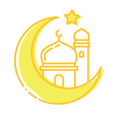 ramadan simple flat line icon, mosque flat line icon, islamic icon