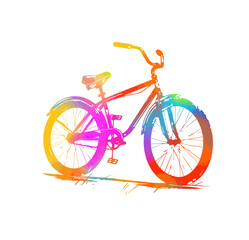 Bicycle multicolored watercolor. Vector illustration