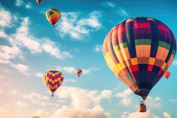Fototapeta premium Colorful Hot Air Balloons in Flight, AI Generated