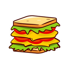 Sandwich icon in cartoon style isolated on white background. Vector illustration for food and beverage design element and concept