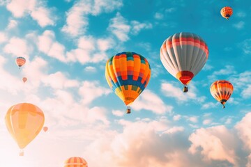 Obraz premium Colorful Hot Air Balloons in Flight, AI Generated