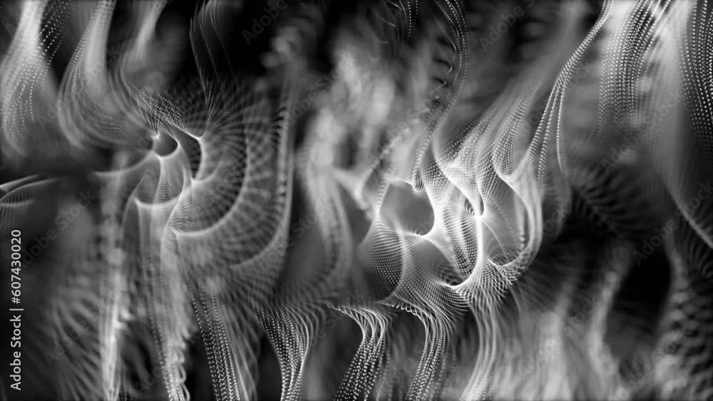 Poster digital video animation with wave object in motion, loop hd 1080p