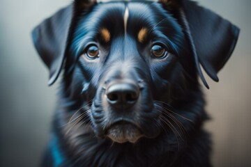Portrait of a black dog with blue eyes on a dark background. ai generated - Powered by Adobe