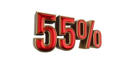 fifty five percent metallic red and gold 3D render