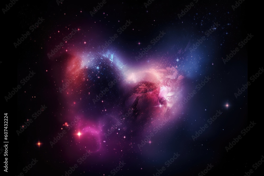 Canvas Prints heart-shaped nebula with bright stars in the background, created with generative ai