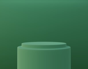 3d minimal green podium for product mockup display