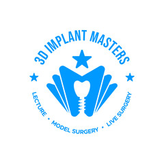 Implant teeth dental logo vector template design in circle shape.