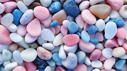 Fototapeta na wymiar Summer beach transparent and shining pebbles