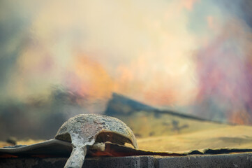 Old rural local Melt Gold pour into ingot mould. Pouring liquid gold into graphite casting form...