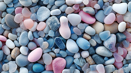 Summer beach transparent and shining pebbles