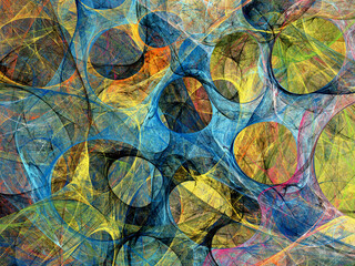 blue and yellow abstract fractal background 3d rendering illustration