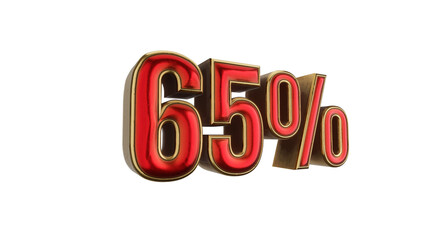 sixty-five percent metallic red and gold 3D render