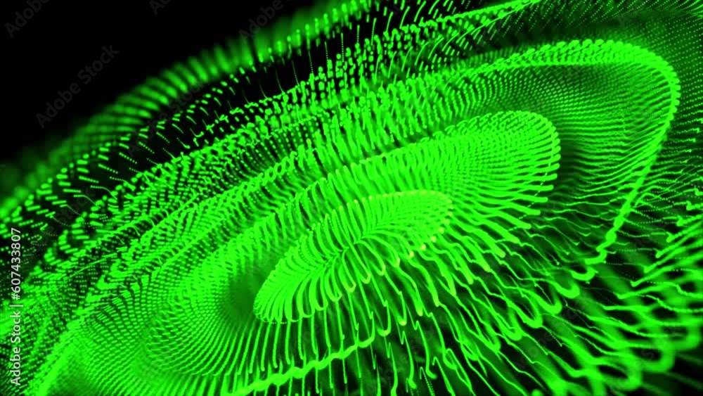 Poster beautiful wave shaped array of glowing dots and line.vector background with color abstract