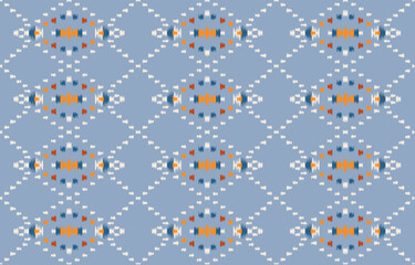 Fototapeta na wymiar Ethnic abstract ikat art. Seamless pattern in tribal, folk embroidery, and Mexican style. Aztec geometric art ornament print. Design for carpet, wallpaper, clothing, wrapping, fabric, cover, textile.