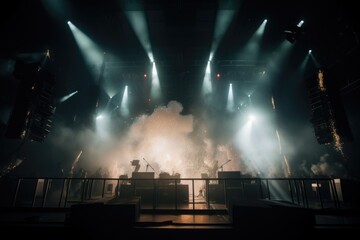 concert stage filled with visuals, including smoke and lights, to match the mood of the music, created with generative ai