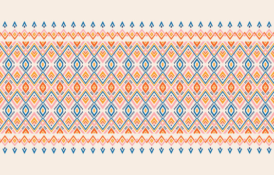 Ethnic abstract ikat art. Seamless pattern in tribal, folk embroidery, and Mexican style. Aztec geometric art ornament print. Design for carpet, wallpaper, clothing, wrapping, fabric, cover, textile.