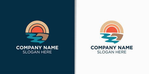 summer vintage logo design vector, holiday retro design, travel logo identity