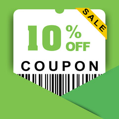 Coupon vector, sale flat design banner, with letter template design, with green colors, with various discounts