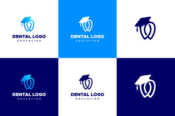 Tooth Graduation Hat Logo for Dental and Dentist education business, abstract and modern style