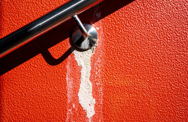 efflorescence, stain on the concrete wall white sediment formed on surfaces with component of...