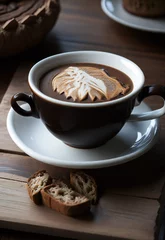 Fotobehang Coffee Delights: A Delicious Morning Indulgence - Delicias del Café: Un Delicioso Capricho Matutino (generated with AI) © Isaac