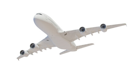 Large passenger airplane isolated on transparent background. 3d rendering.