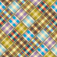 Abstract background seamless pattern.. Diagonal plaid pattern. Vector image. Patchwork ribbons 3d pattern.