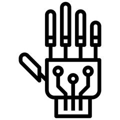 artificial hand line icon,linear,outline,graphic,illustration