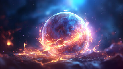 Glowing sky sphere abstract wallpaper. Ai generate