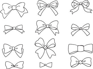 かわいいリボンの線画コレクション(EPS)