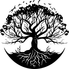 Tree of Life | Black and White Vector illustration