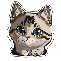 Fototapeta premium Tiny cat sticker. Generate with AI.