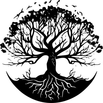 Tree of Life | Black and White Vector illustration