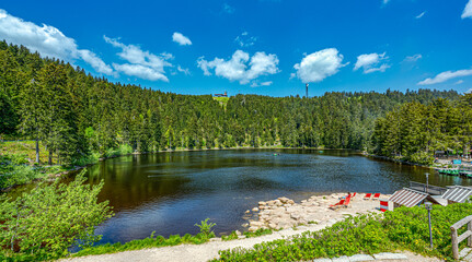 The Mummelsee in the Black Forest surrounded by mountains_Baden-Wuerttemberg, Germany, Europe