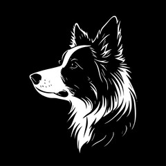 Border Collie | Black and White Vector illustration