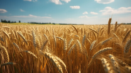 Wheat field under the open sky. Generative AI