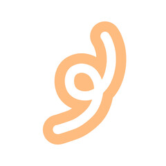 Hand-drawn Cute orange line, shape, strokes, curve, Decoration and elements design in doodle style