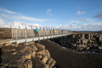 The meeting place of two tectonic plates in Iceland. One of the most interesting places on this...
