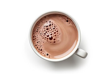 Top View of Isolated Hot Chocolate Mug on White Background