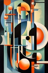An abstract composition featuring intersecting lines, dynamic shapes, and overlapping planes, representing the dynamism and energy of the Futurist movement. Generative Ai