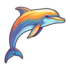 Obraz premium Dolphin modern pop art style, Colorful Dolphin illustration, pastel sticker cute colors
