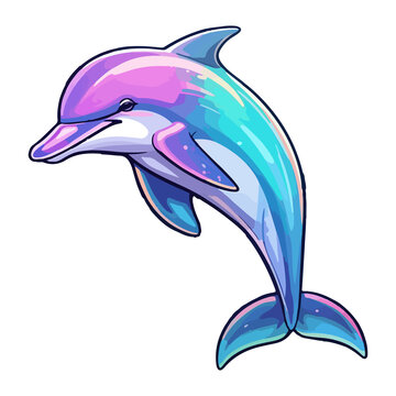 Dolphin modern pop art style, Colorful Dolphin illustration, pastel sticker cute colors