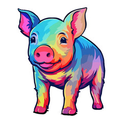 Fototapeta premium Pig modern pop art style, Colorful Pig illustration, Pig pastel sticker cute colors