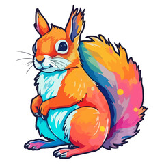 Colorful squirrel modern pop art style, squirrel Illustration squirrel pastel cute colors