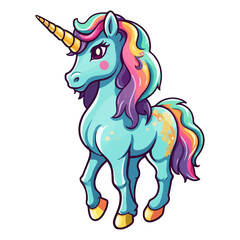 Obraz na płótnie Canvas unicorn modern pop art style, Colorful unicorn illustration, pastel sticker cute colors