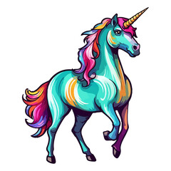 unicorn modern pop art style, Colorful unicorn illustration, pastel sticker cute colors