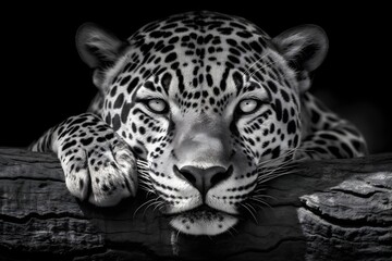 Fototapeta na wymiar Monochrome Wildlife photography jaguar. Generative AI