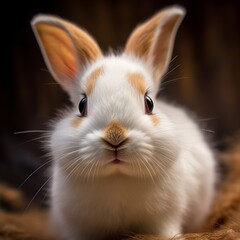 Obraz premium Close-up Portrait of a Charming Dwarf Hotot Bunny
