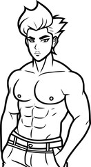 Fototapeta premium black and white of man cartoon